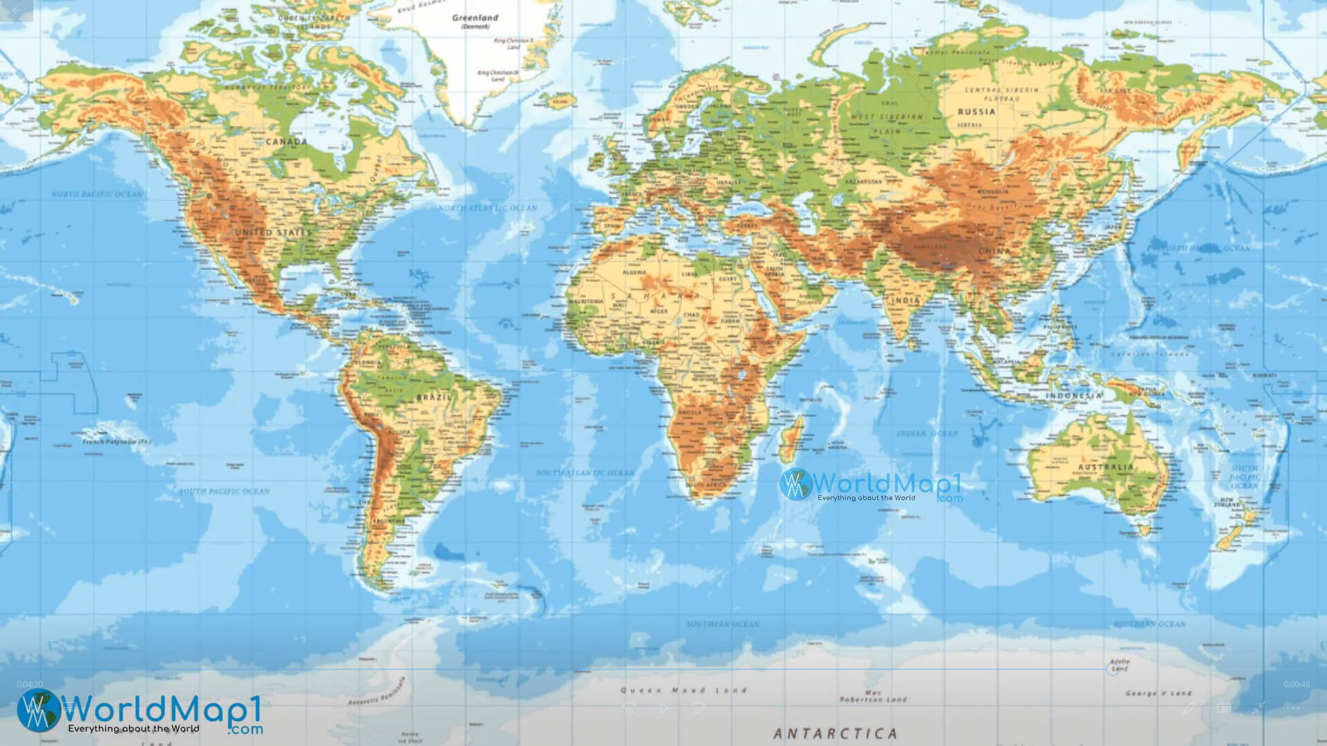 World Map and North America